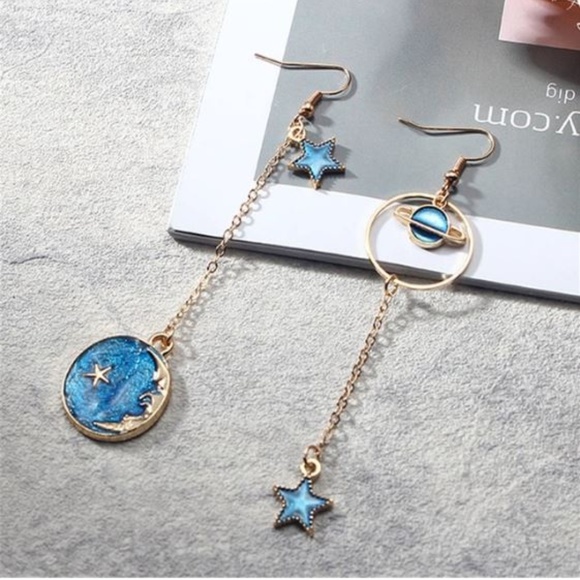 Cute4less2012 Jewelry - ✨ Lovely Blue Moon & Planet French Hook Earrings